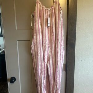 Elegant Pink and White Striped Jumpsuit